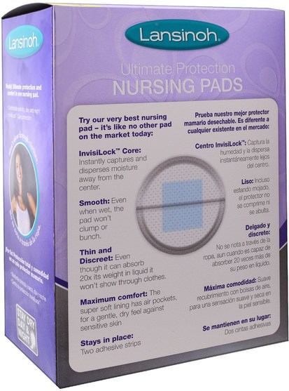 兒童健康，嬰兒餵養，母乳喂養，健康 - Lansinoh, Ultimate Protection Nursing Pads, Maximum, 50 Pads