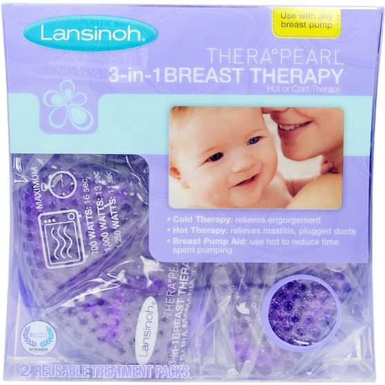 兒童健康，嬰兒餵養，母乳喂養，兒童食品 - Lansinoh, TheraPearl, 3-in-1 Breast Therapy, 2 Packs