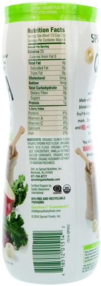 兒童健康，嬰兒餵養 - Sprout Organic Quinoa Puffs, Apple Kale, 1.5 oz (43 g)