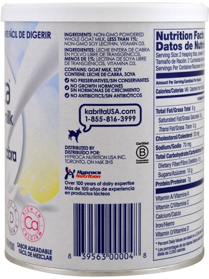 兒童健康，嬰兒配方奶粉和奶粉，山羊奶配方，常規餵養 - Kabrita, Whole Goat Milk Powder, 14 oz (400 g)