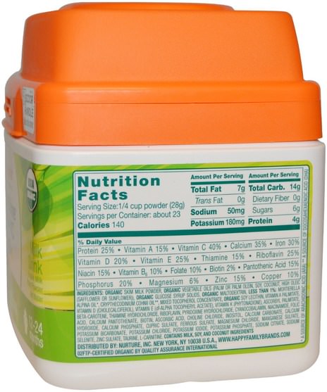 兒童健康，嬰兒配方奶粉和奶粉，有機配方 - Nurture (Happy Baby), Happytot, Organic Milk Based Powder, Grow & Shine Toddler, 23.2 oz (658 g)