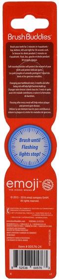 兒童健康，嬰兒口腔護理 - Brush Buddies, Emoji Toothbrush, With Timer, Soft, 1 Toothbrush