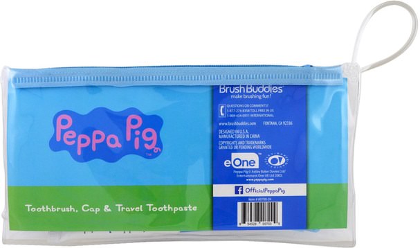 兒童健康，嬰兒口腔護理 - Brush Buddies, Peppa Pig, Toothbrushing Travel Kit, 3 Piece Kit