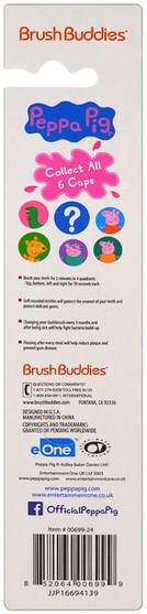 兒童健康，嬰兒口腔護理 - Brush Buddies, Peppa Pig with Cap, Soft, 1 Toothbrush