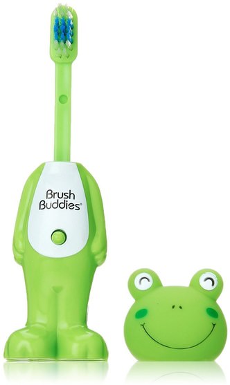 兒童健康，嬰兒口腔護理，兒童和嬰兒牙刷 - Brush Buddies, Poppin, Leapin Louie Frog, Soft, 1 Toothbrush
