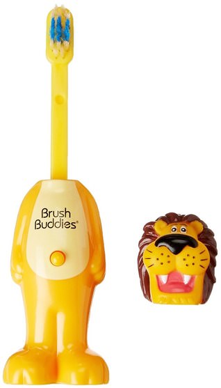 兒童健康，嬰兒口腔護理，兒童和嬰兒牙刷 - Brush Buddies, Poppin, Rickie Lion, Soft, 1 Toothbrush