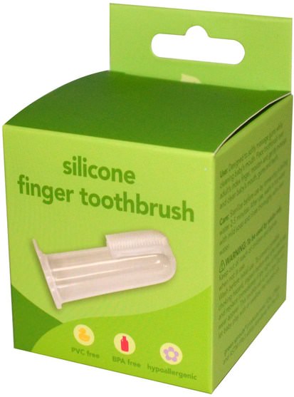 兒童健康，嬰兒口腔護理，兒童和嬰兒牙刷 - iPlay Green Sprouts, Silicone Finger Toothbrush, 1 Toothbrush