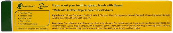 兒童健康，嬰兒口腔護理，牙膏 - Organix South, TheraNeem Naturals, Kids Neem Toothpaste, Tropical Blast, 4.23 oz (120 g)