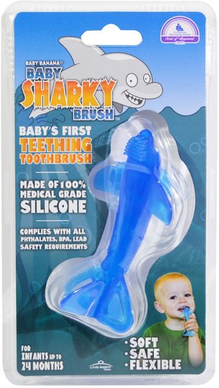 兒童健康，嬰兒出牙，嬰兒口腔護理，兒童和嬰兒牙刷 - Baby Banana, Baby Sharky Brush, 1 Brush