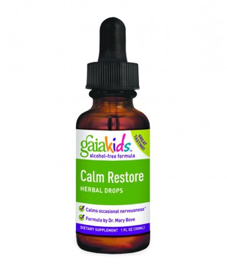 兒童健康，兒童草藥 - Gaia Herbs, Calm Restore, Herbal Drops, Alcohol-Free Formula, 1 fl oz (30 ml)