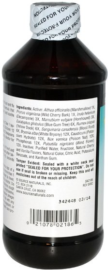 兒童健康，感冒感冒咳嗽，感冒流感和病毒，保健配方產品 - Source Naturals, Wellness Cough Syrup For Kids, Great Cherry Taste, 8 fl oz (236 ml)
