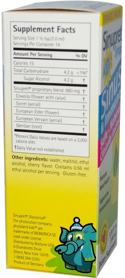 兒童健康，感冒感冒咳嗽，鼻腔健康，鼻腔 - Bionorica, Sinupret Kids Syrup, 3.38 fl oz (100 ml)