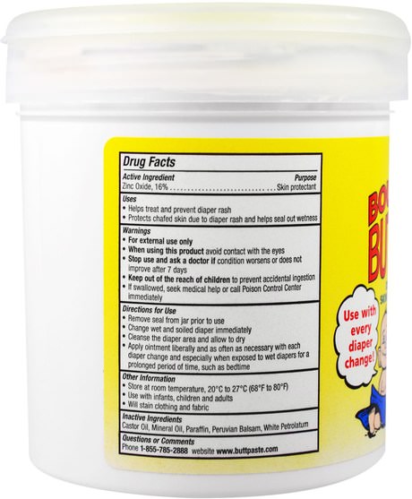 兒童健康，尿布，尿布霜 - Boudreauxs, Original Butt Paste, Diaper Rash Ointment, 16 oz (454 g)