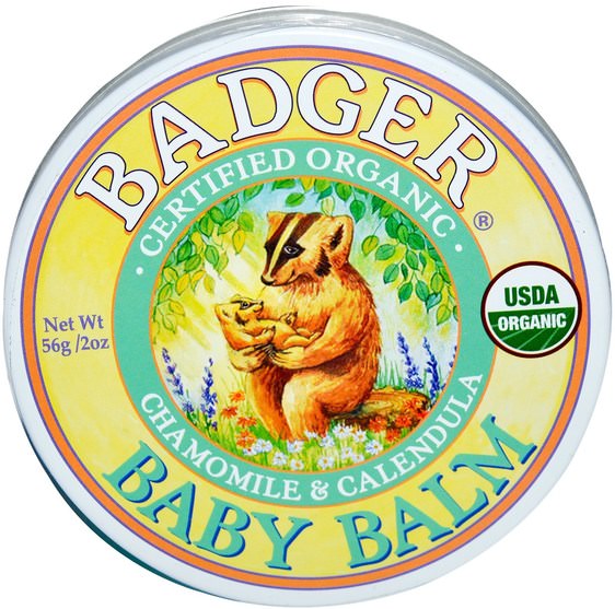 兒童健康，尿布，尿布霜，健康，皮膚護理 - Badger Company, Baby Balm, Chamomile & Calendula, 2 oz (56 g)