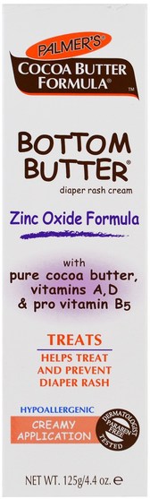 兒童健康，尿布，尿布霜 - Palmers, Cocoa Butter Formula, Bottom Butter, Diaper Rash Cream, 4.4 oz (125 g)