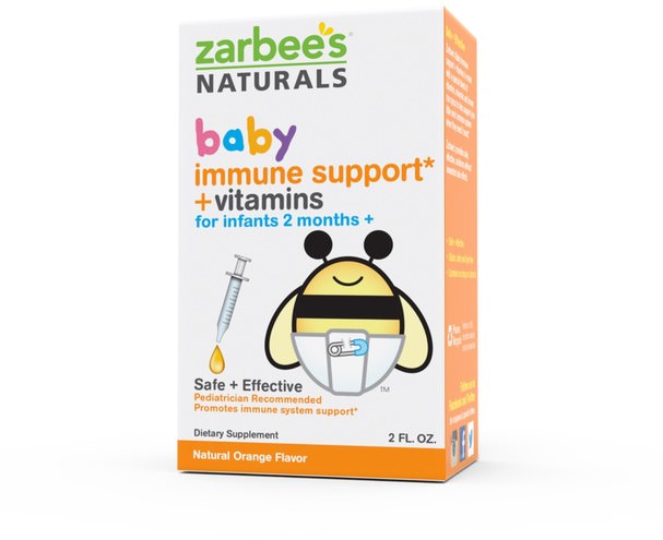 兒童健康，免疫系統 - Zarbees, Baby, Immune Support + Vitamins, Natural Orange Flavor, 2 fl oz