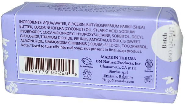 兒童健康，兒童洗澡，肥皂 - Hugo Naturals, Baby, Handcrafted Soap Bar, Chamomile & Vanilla, 4 oz (113 g)