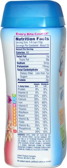 兒童健康，兒童食品，嬰兒餵養，嬰兒穀物 - Gerber, Oatmeal Cereal, Single Grain, 8 oz (227 g)