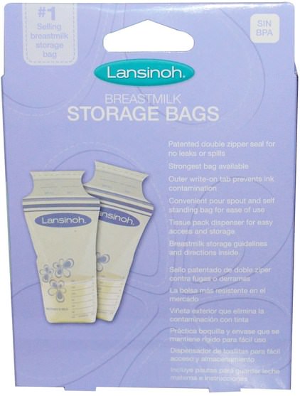 兒童健康，兒童食品，嬰兒餵養和清潔 - Lansinoh, Breastmilk Storage Bags, 25 Pre-Sterilized Bags