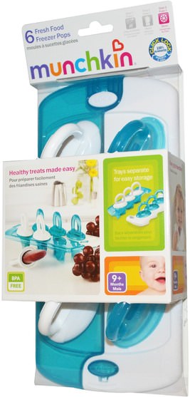 兒童健康，兒童食品，嬰兒餵養和清潔 - Munchkin, Fresh Food Freezer Pops, 6 Pops