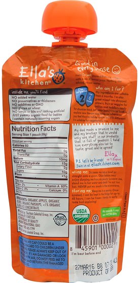 兒童健康，兒童食品，嬰兒餵養，食物 - Ellas Kitchen, Apples Carrots + Parsnips, Super Smooth Puree, 3.5 oz (99 g)