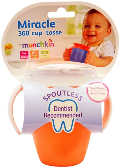 兒童健康，兒童食品，廚具，杯碟碗 - Munchkin, Miracle 360 Degree Cup, 7 oz (207 ml)