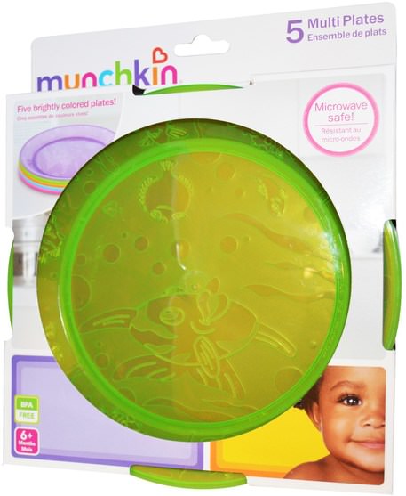 兒童健康，兒童食品，廚具，杯碟碗 - Munchkin, Multi Plates, 6+ Months, 5 Plates