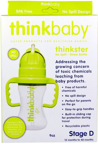 兒童健康，兒童食品，thinkbaby類別 - Think, Thinkbaby, Thinkster Straw Bottle, Stage D, Green