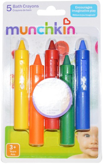 兒童健康，兒童玩具，洗澡玩具 - Munchkin, Bath Crayons, 5 Bath Crayons