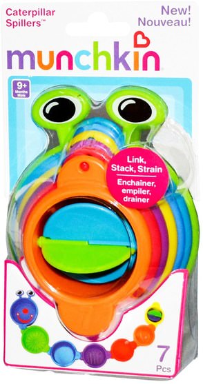 兒童健康，兒童玩具，洗澡玩具 - Munchkin, Caterpillar Spillers, 9+ Months, 7 Pieces