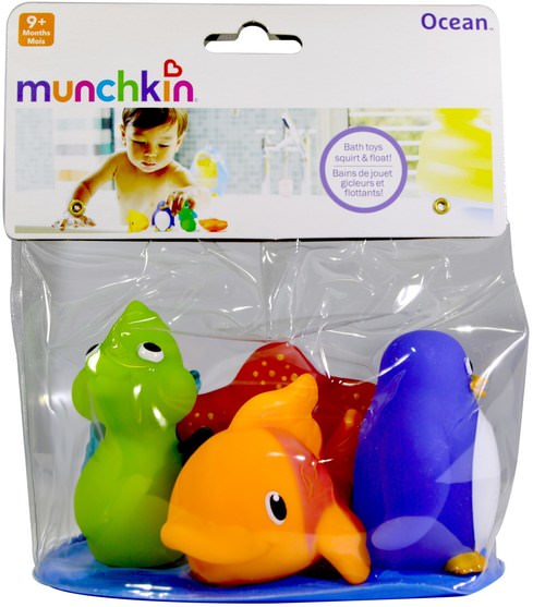 兒童健康，兒童玩具，洗澡玩具 - Munchkin, Ocean Bath Squirts, 9+ Months, 4 Toys