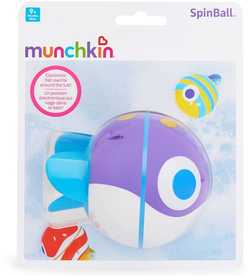 兒童健康，兒童玩具，洗澡玩具 - Munchkin, SpinBall, Electronic Swimming Fish Toy, 9+ Months, 1 Toy