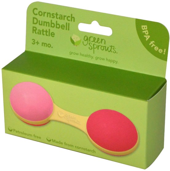 兒童健康，兒童玩具 - iPlay Cornstarch Dumbbell Rattle, Hot Pink Color