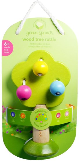兒童健康，兒童玩具 - iPlay Wood Tree Rattle, 6+ Months, 1 Rattle