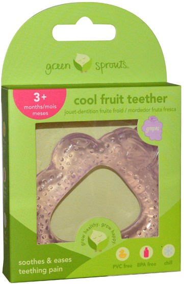兒童健康，兒童玩具，出牙玩具 - iPlay Green Sprouts, Cool Fruit Teether, Grapes, 1 Teether