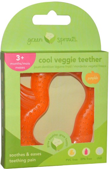 兒童健康，兒童玩具，出牙玩具 - iPlay Green Sprouts, Cool Veggie Teether, Pumpkin, 1 Teether