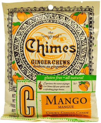 Ginger Chews, Mango, 5 oz (141.8 g) by Chimes, 食物，小吃，糖果 HK 香港