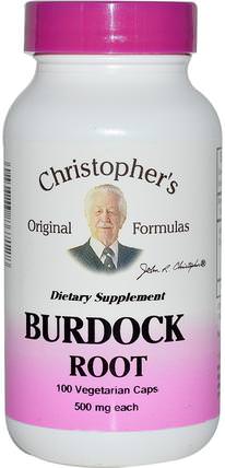 Burdock Root, 500 mg, 100 Veggie Caps by Christophers Original Formulas, 草藥，牛蒡根 HK 香港