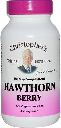 Hawthorn Berry, 450 mg, 100 Veggie Caps by Christophers Original Formulas, 草藥，山楂 HK 香港
