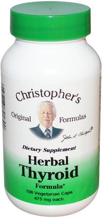Herbal Thyroid Formula, 475 mg, 100 Veggie Caps by Christophers Original Formulas, 健康，甲狀腺 HK 香港