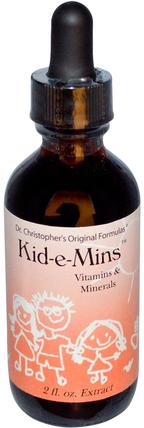 Kid-e-Mins, Vitamins & Minerals, 2 fl oz by Christophers Original Formulas, 維生素，多種維生素，兒童多種維生素 HK 香港
