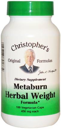 Metaburn Herbal Weight Formula, 450 mg, 100 Veggie Caps by Christophers Original Formulas, 健康，飲食 HK 香港
