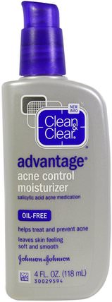 Advantage, Acne Control Moisturizer, 4 fl oz (118 ml) by Clean & Clear, 美容，面部護理，面霜，乳液，健康，粉刺，皮膚類型的粉刺容易皮膚 HK 香港