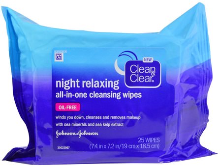 Night Relaxing, All-In-One Cleansing Wipes, 25 Wipes by Clean & Clear, 洗澡，美容，卸妝，面部護理，面部濕巾 HK 香港