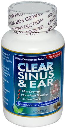 Clear Sinus & Ear, 60 Capsules by Clear Products, 補品，順勢療法，聽力和耳鳴，耳朵和聽力產品 HK 香港