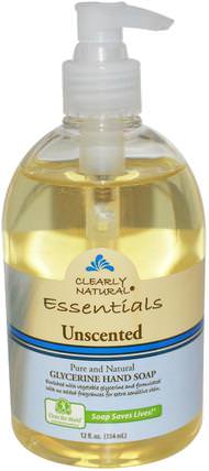 Essentials, Glycerine Hand Soap, Unscented, 12 fl oz (354 ml) by Clearly Natural, 洗澡，美容，肥皂 HK 香港