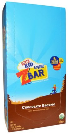 Clif Kid, Organic Z Bar, Chocolate Brownie, 18 Bars, 1.27 oz (36 g) Each by Clif Bar, 補充劑，營養棒 HK 香港