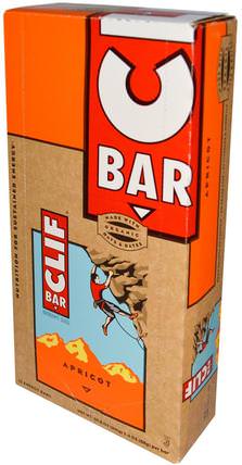 Energy Bar, Apricot, 12 Bars, 2.4 oz (68 g) Each by Clif Bar, 運動，蛋白質棒 HK 香港