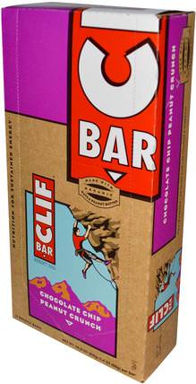 Energy Bar, Chocolate Chip Peanut Crunch, 12 Bars, 2.4 oz (68 g) Each by Clif Bar, 運動，蛋白質棒 HK 香港