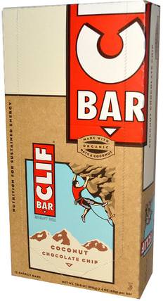 Energy Bar, Coconut Chocolate Chip, 12 Bars, 2.4 oz (68 g) Each by Clif Bar, 運動，蛋白質棒 HK 香港
